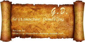 Gritzmacher Demény névjegykártya